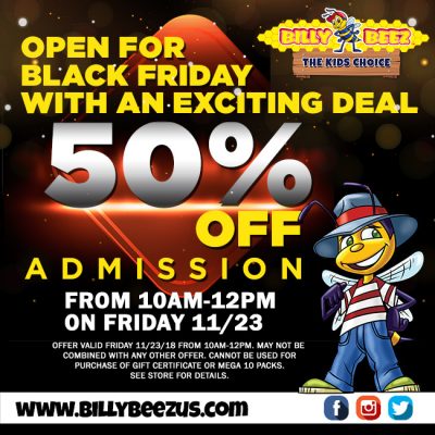 50% off admission black friday 10am-12pm