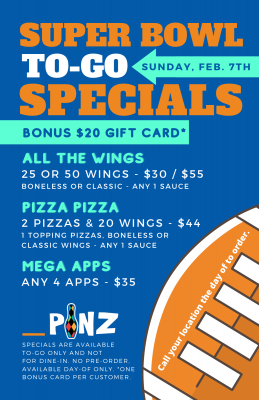 Super Bowl To-Go Specials