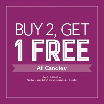 All Candles are Buy 2, get 1 FREE