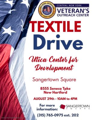 Textile Drive with utica Center for Development. United States Flag. 