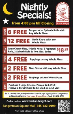 Nightly Pizza Specials